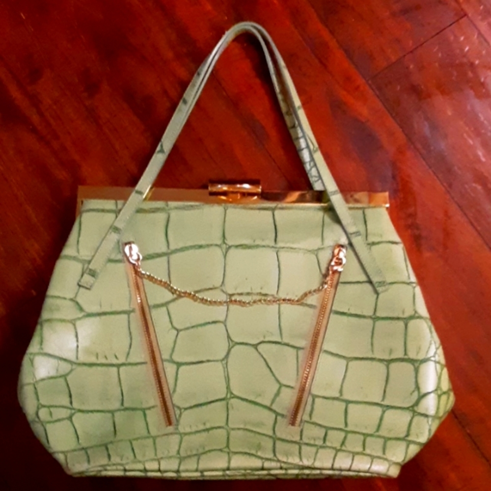 Alberta di Canio green leather purse